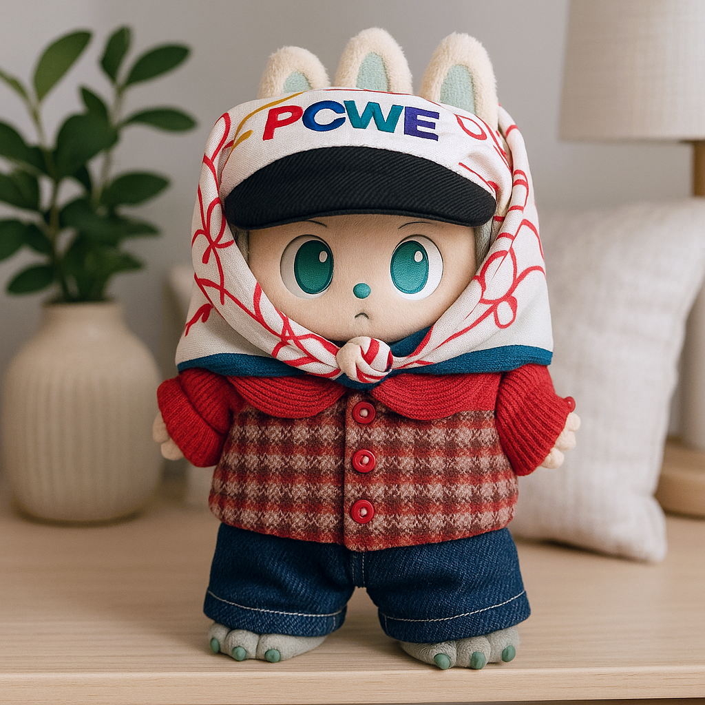 C Brand Red Plaid Set for Labubu Doll